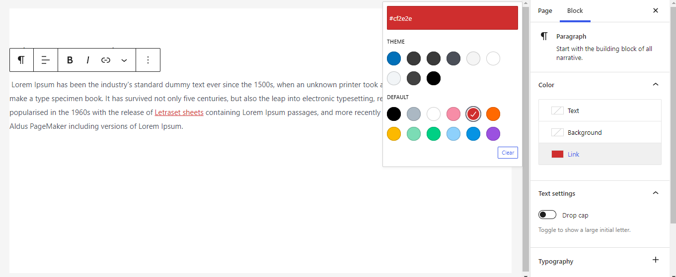 Theme JSON link color change