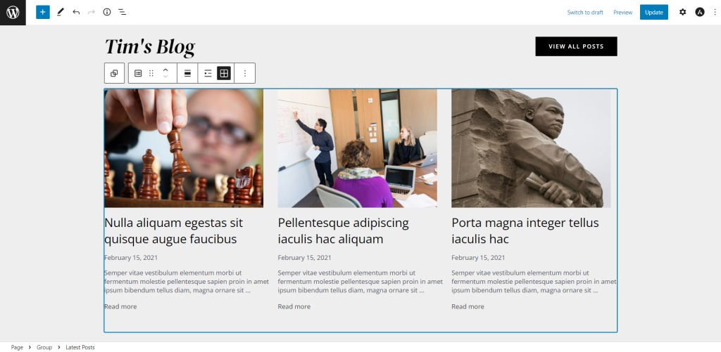 display Astra latest posts.