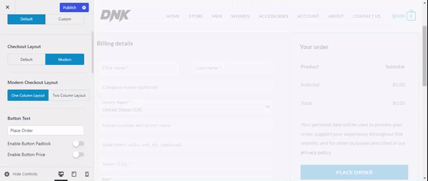 Modern checkout layout