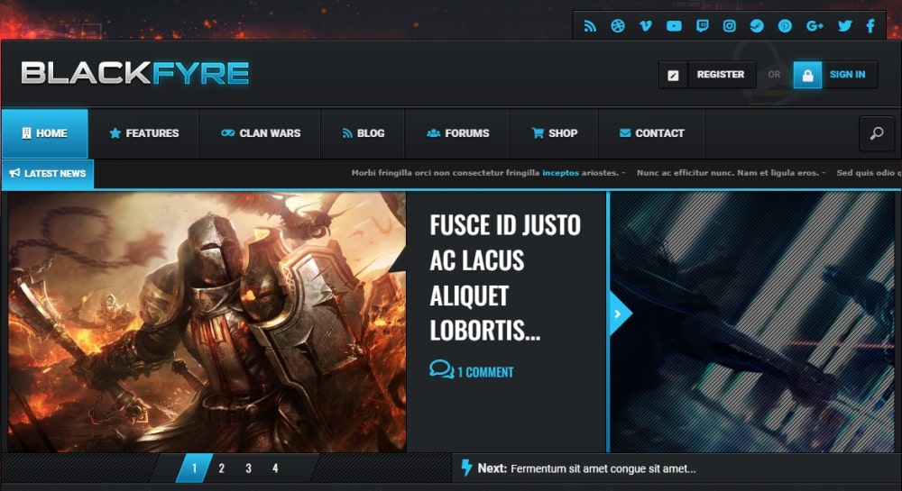 Blackfyre WordPress theme home page