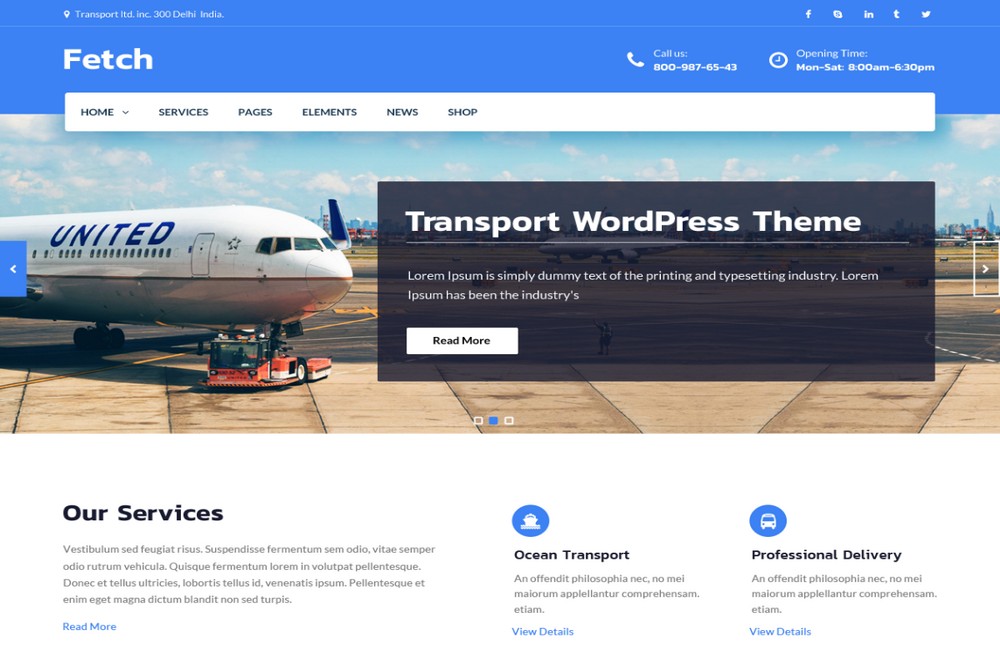 Fetch transportation WordPress theme
