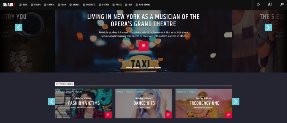 Onair2 WordPress theme made home page demo
