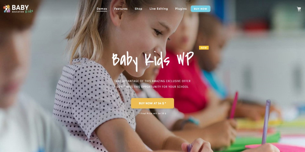 baby kids WordPress theme demo website