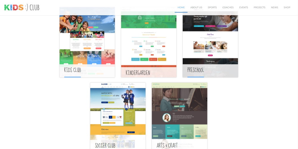 kids club WordPress theme live demo