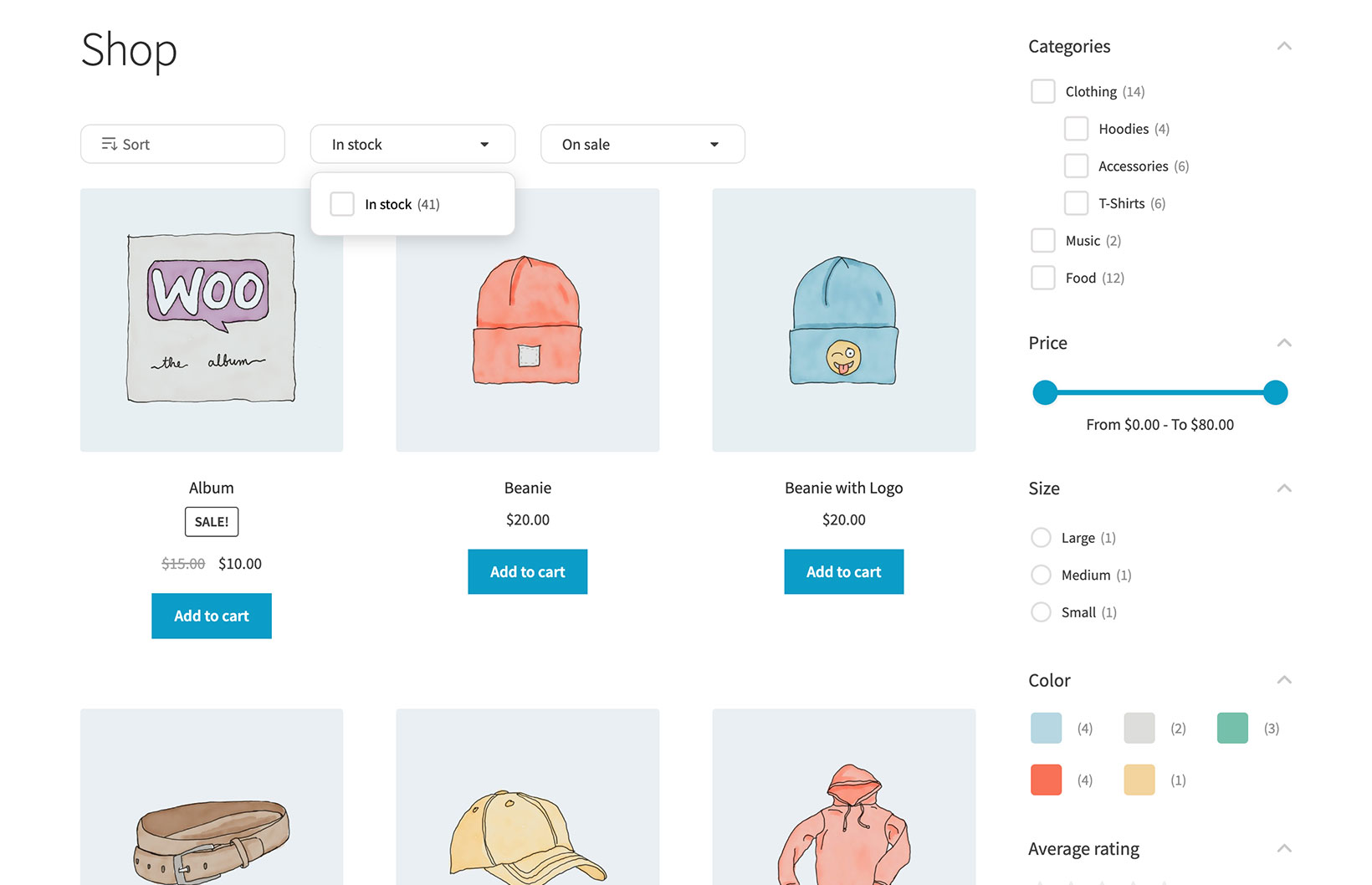 WooCommerce shop section