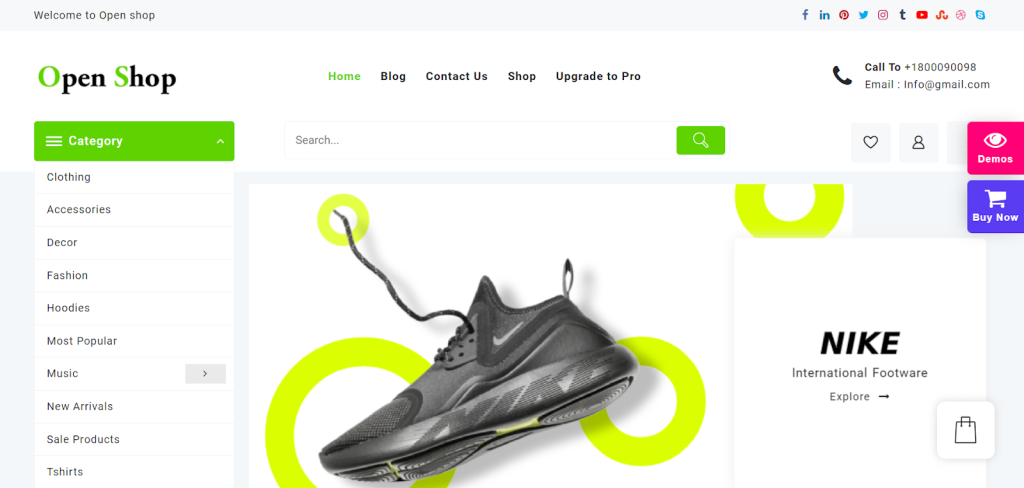 Open shop website demo template