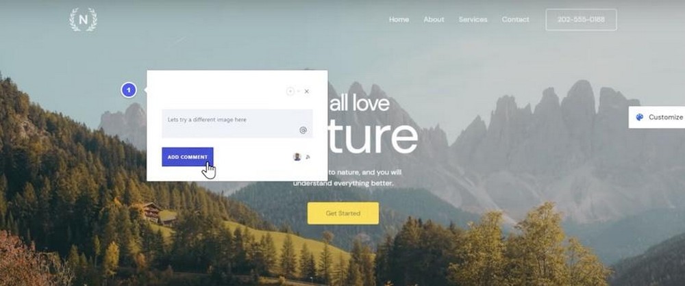 Adding a comment to a mockup