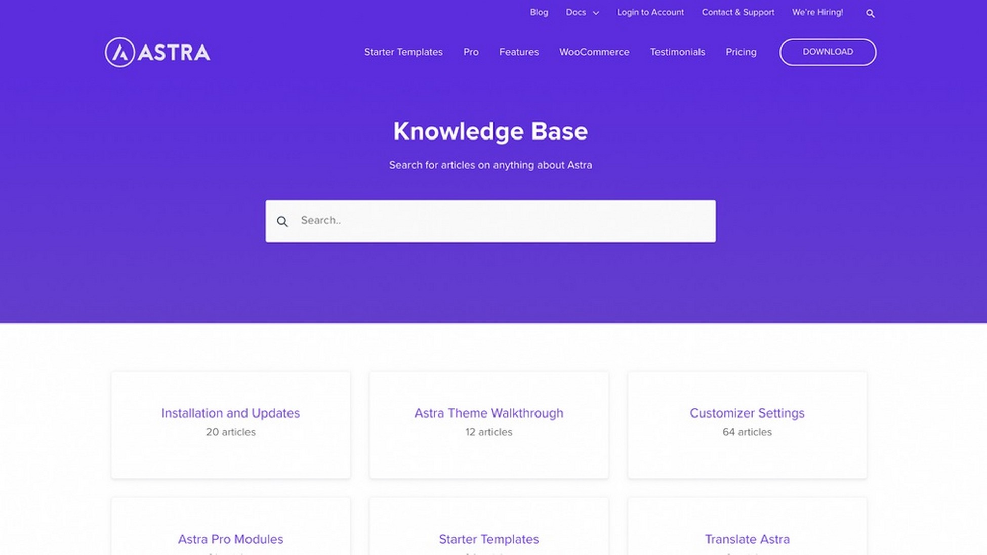 Astra knowledge base