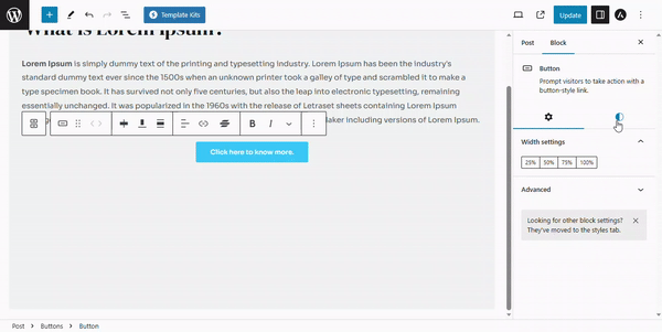 astra button typography font size