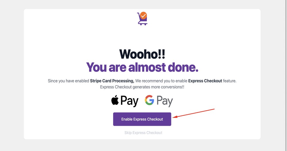 the Enable Express Checkout button