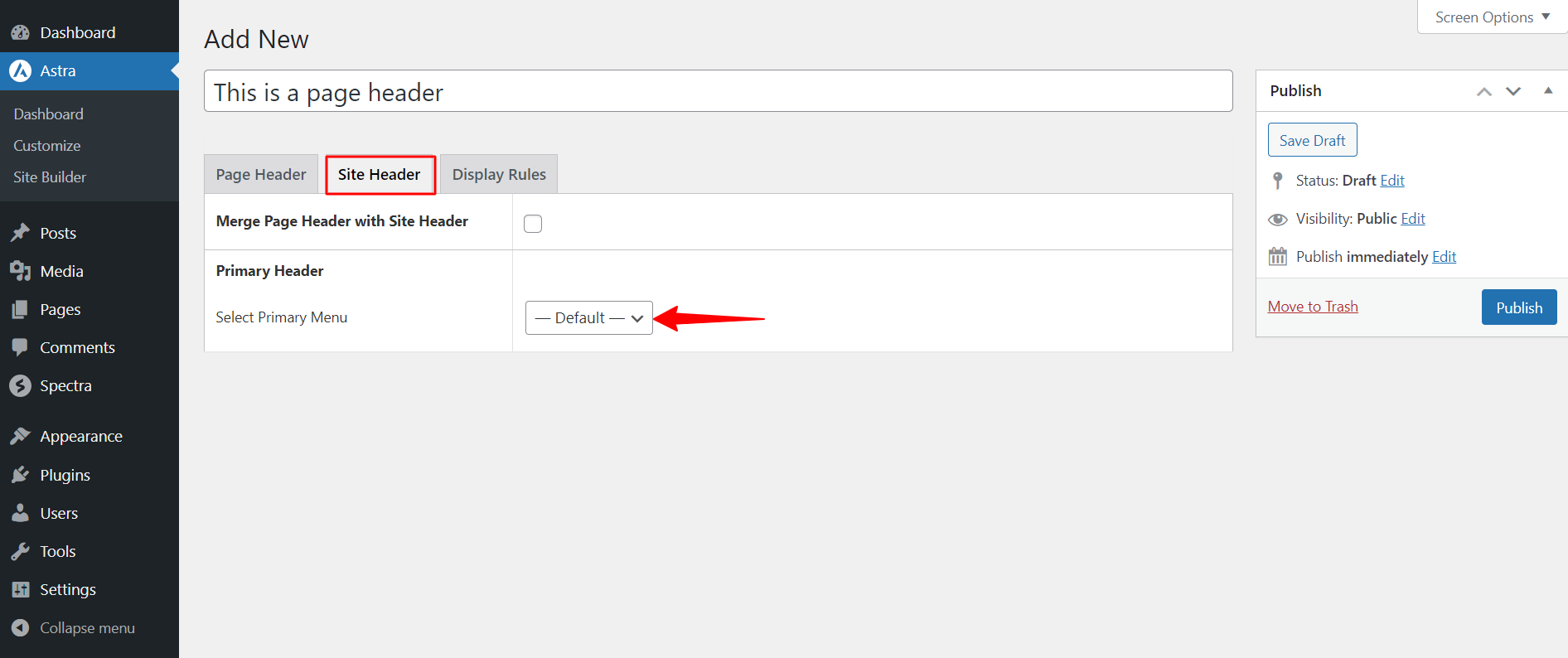 How to Show Separate Menus on Different Pages