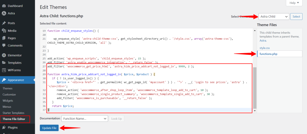 How to Hide Price & Add to Cart for Logged Out Users in Astra Theme
