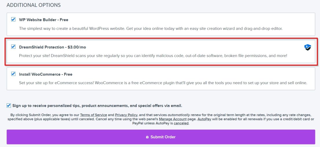 dreamhost checkout page